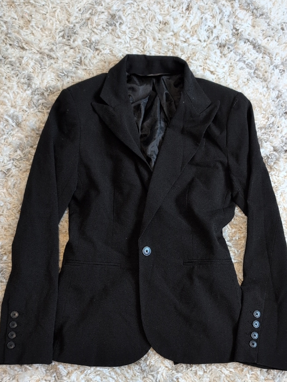 Classic Black Single-Button Women's Blazer, Size 8